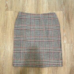 Talbots Plaid Pencil Skirt - Red, Black, Cream
